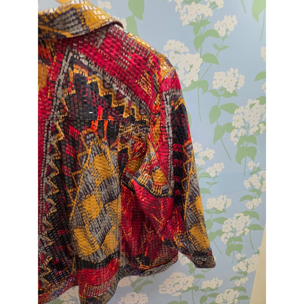 Ruby Rd Woman Multi Color Snakeskin Textured Abstract Print Jacket 16W - Picture 10 of 11